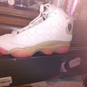 White and Tan High-Top Sneakers Jordans